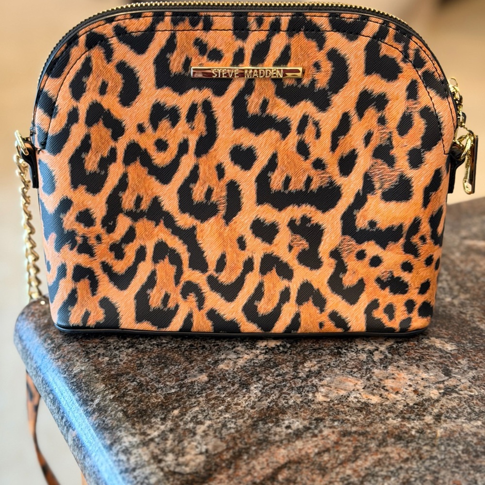 Steve Madden Leopard Print Crossbody Bag - Orange/Black